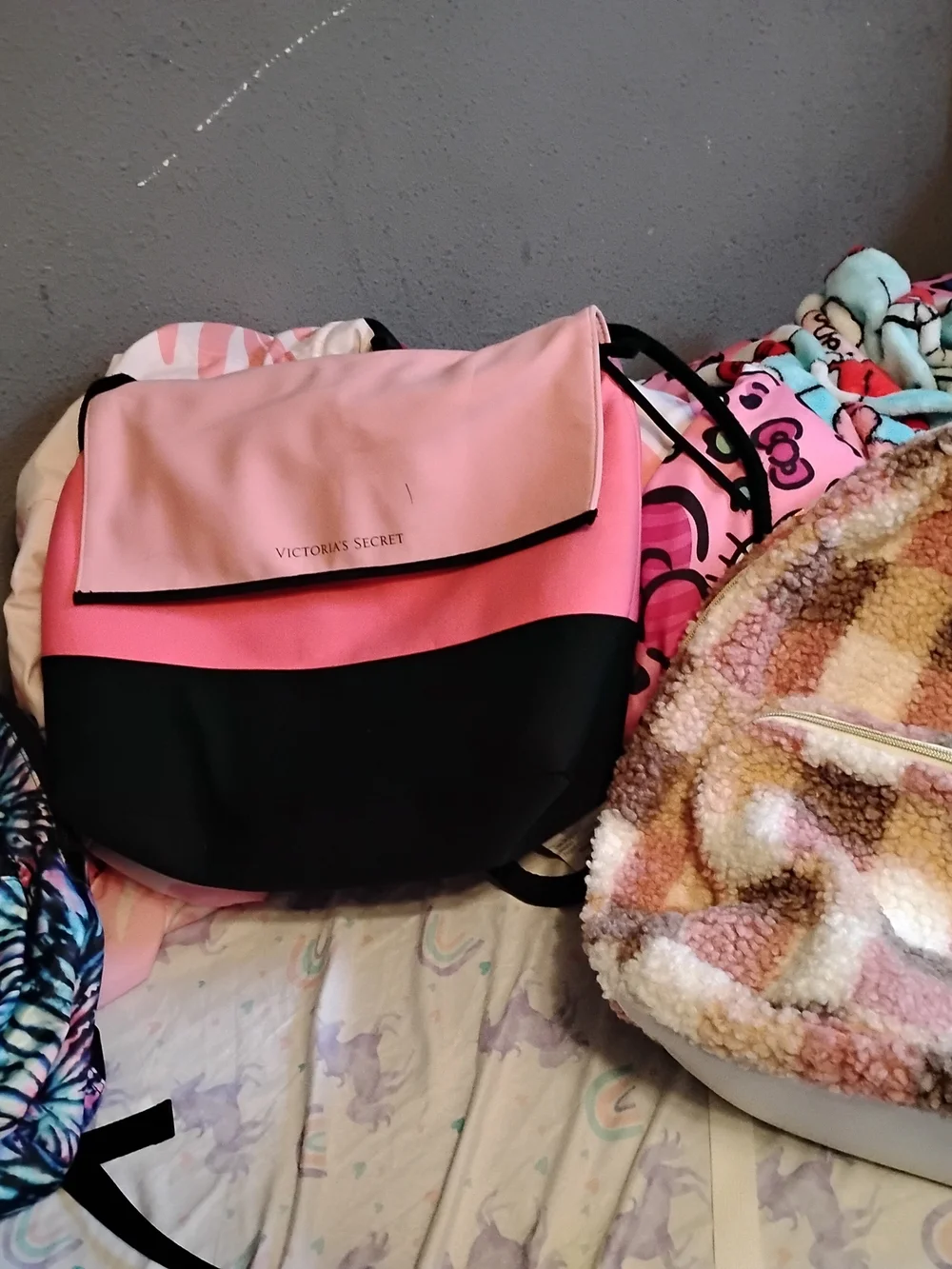 Victoria's Secret Pink and Black Crossbody Messenger Bag